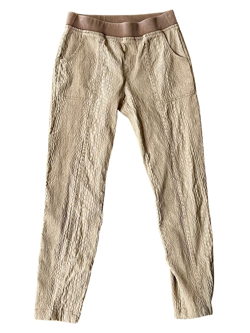 Soft Surroundings Textured Pull-On Ankle Pants Beige/Taupe | Size Small